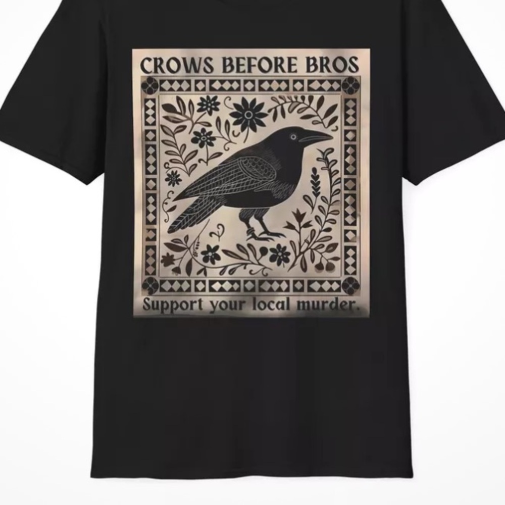 Crows Before Bros T-Shirt Trending Unisex one size NWOT - Picture 5 of 10